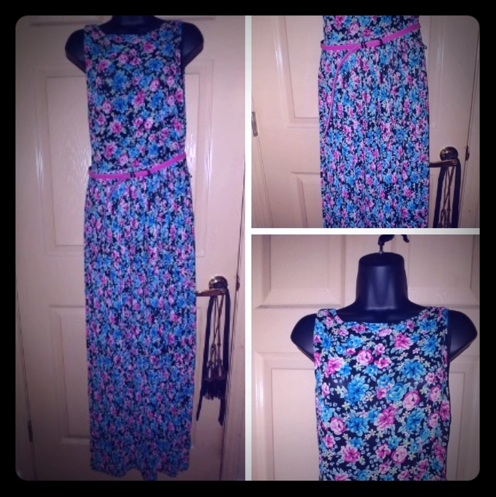 Long dress multi-color flowered dress